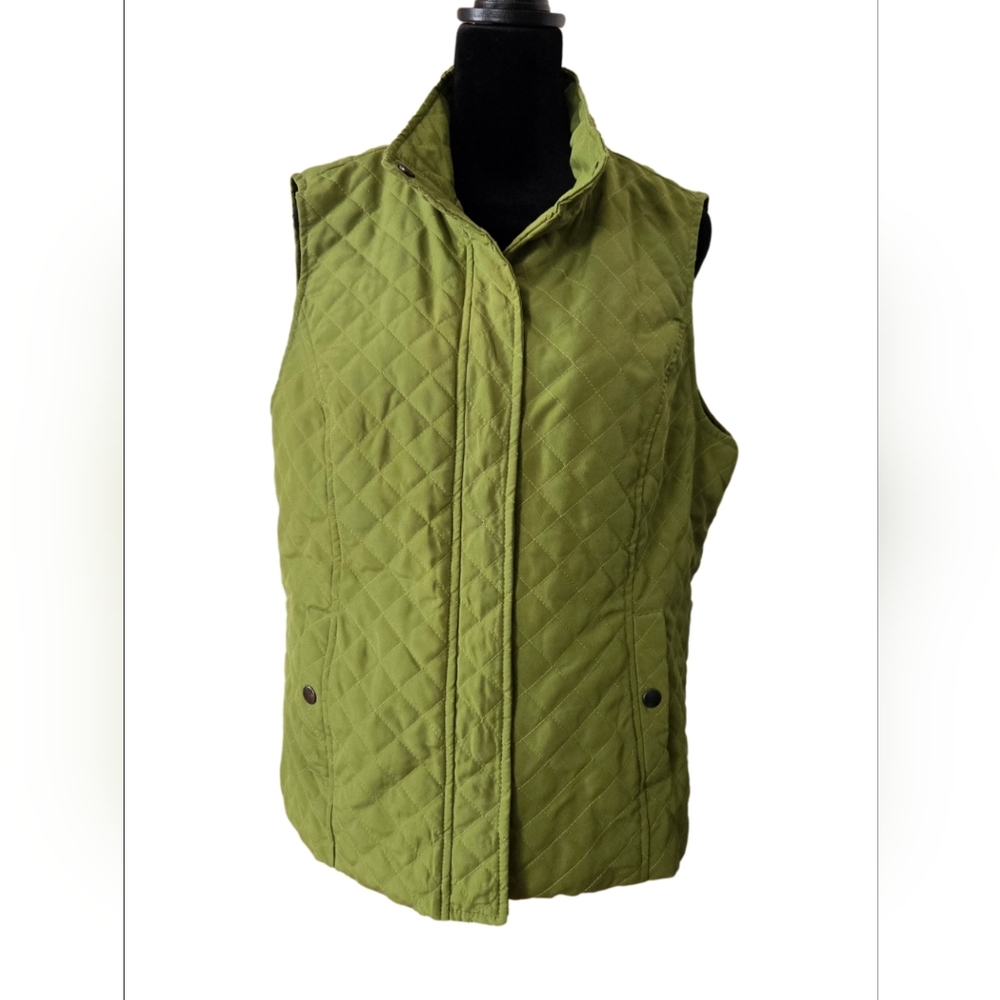 Christopher & Banks Women's Green Large Quilted Vest